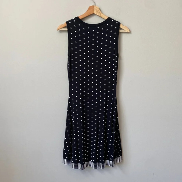 NWOT HYPR Women's Size M/L Knit Polka Dot Fit and Flare Sleeveless Dress Black - Picture 9 of 16